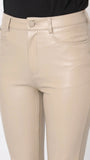 Lederlook pants donker beige